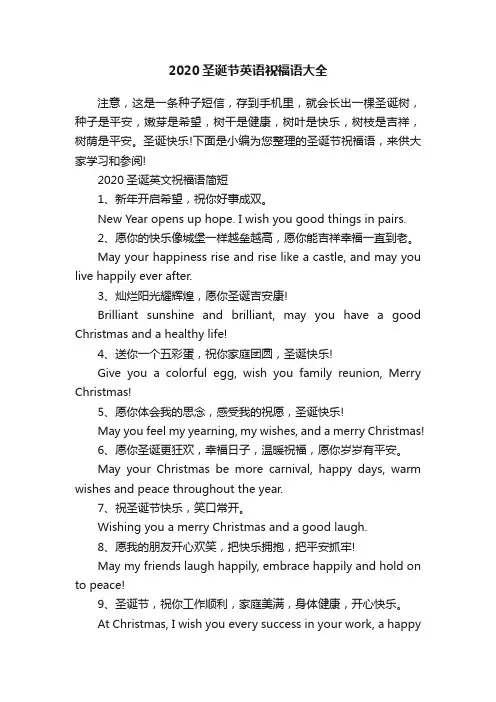 2020圣诞节英语祝福语大全
