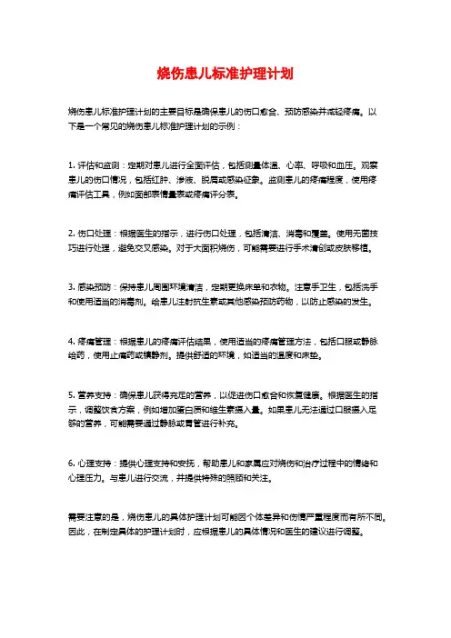 烧伤患儿标准护理计划