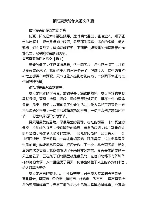 描写夏天的作文范文7篇
