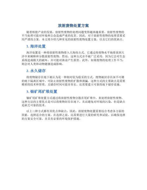 放射废物处置方案