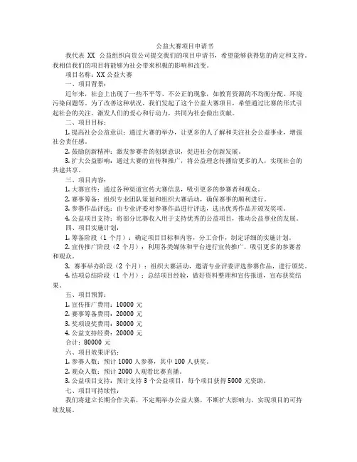 公益大赛项目申请书