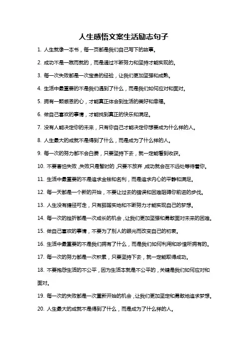 人生感悟文案生活励志句子