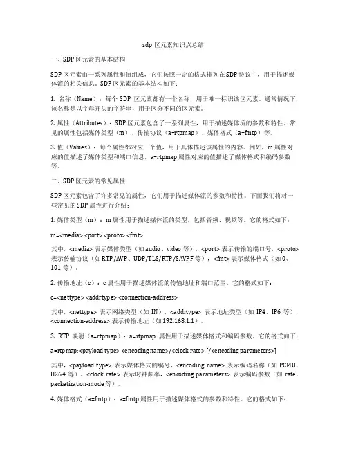 sdp区元素知识点总结