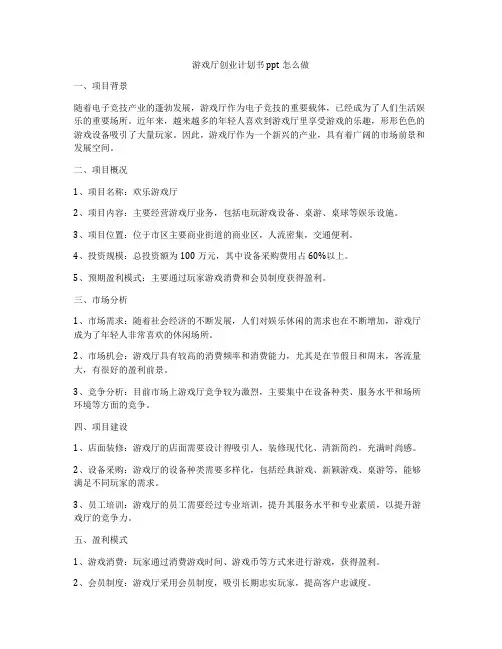 游戏厅创业计划书ppt怎么做