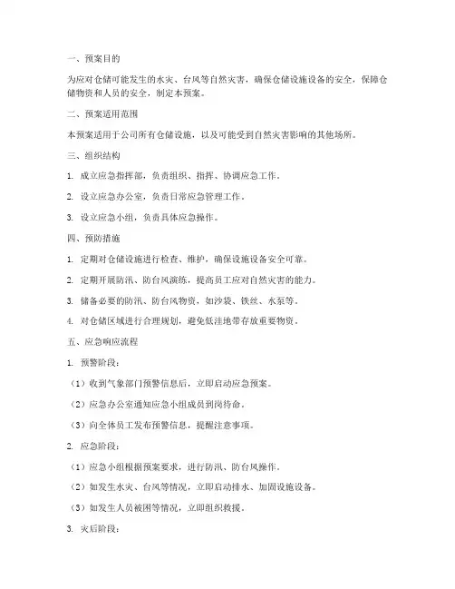 仓储防汛防台风应急预案范文