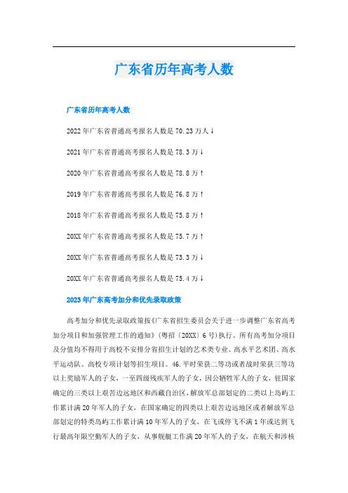 广东省历年高考人数