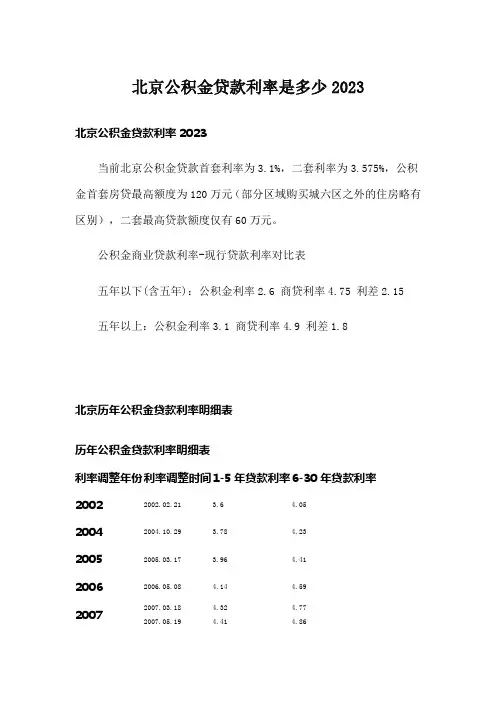 北京公积金贷款利率是多少2023
