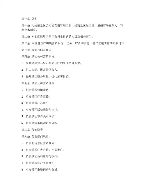 景区公司营销管理制度范本