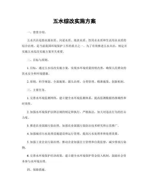 五水综改实施方案