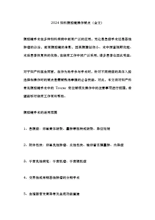 2024妇科腹腔镜操作要点(全文)