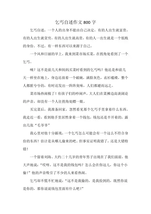 乞丐自述作文800字