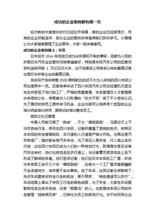 成功的企业案例都有哪一些