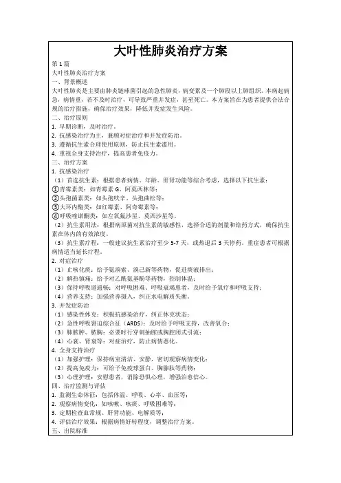 大叶性肺炎治疗方案