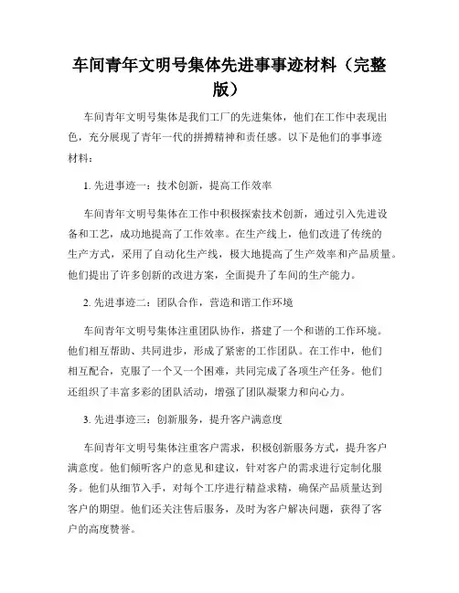 车间青年文明号集体先进事事迹材料(完整版)