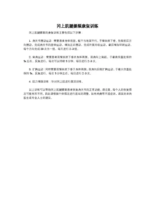 冈上肌腱撕裂康复训练