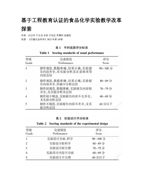 基于工程教育认证的食品化学实验教学改革探索