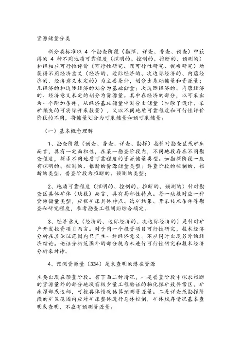 资源储量分类