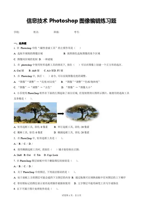 信息技术Photoshop图像编辑练习题