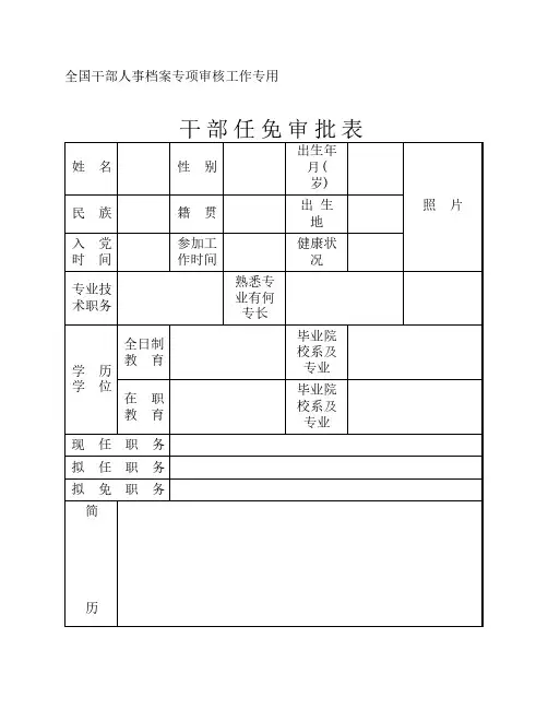 干部人事档案专项审核工作情况统计表