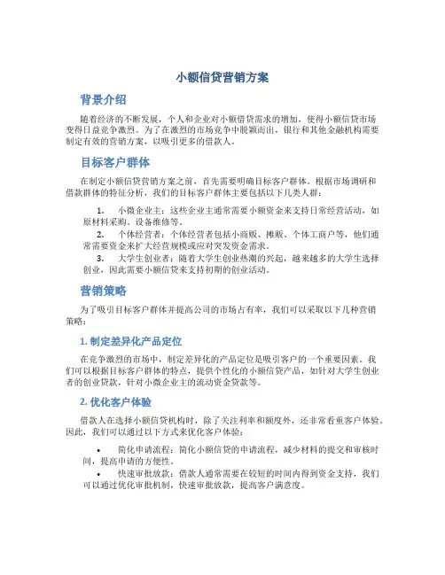 小额信贷营销方案