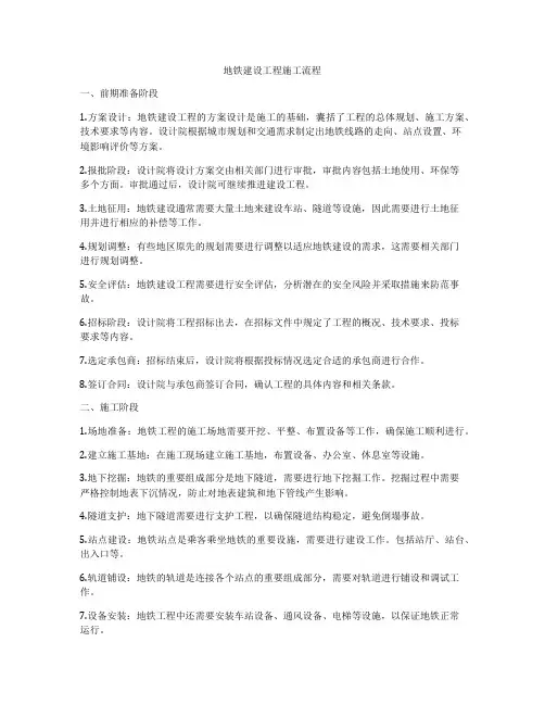地铁建设工程施工流程