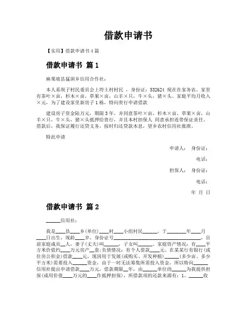 借款申请书