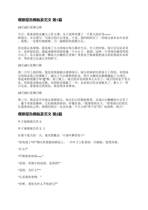 观察报告模板及范文(热门3篇)