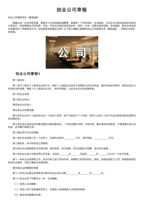 创业公司章程