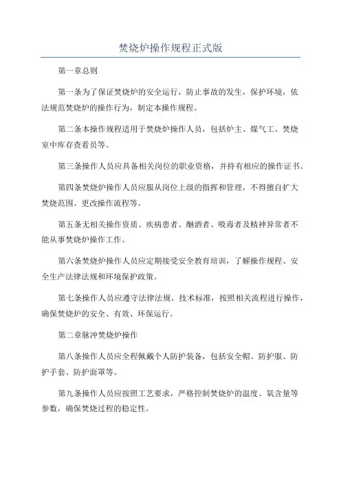 焚烧炉操作规程正式版