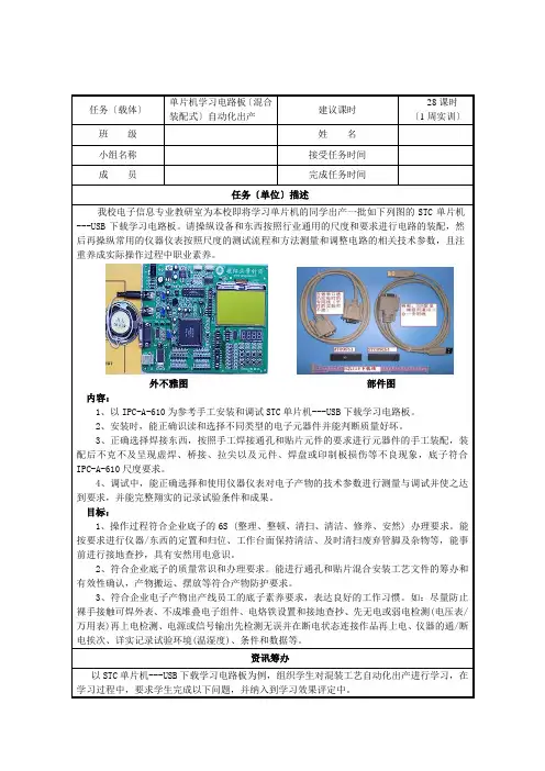 电子产品生产与检验工艺文件