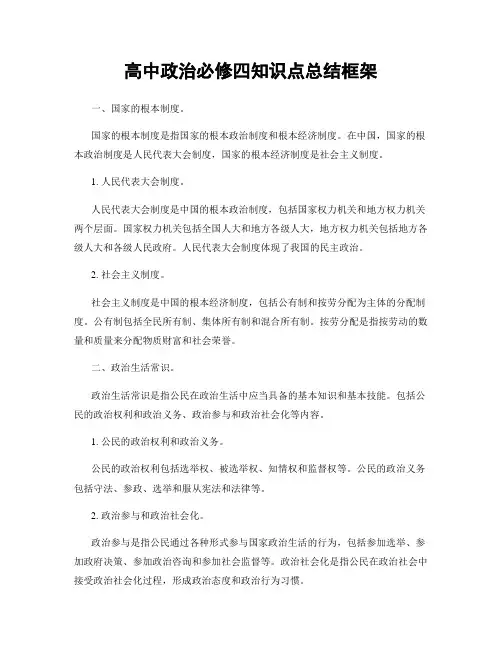 高中政治必修四知识点总结框架