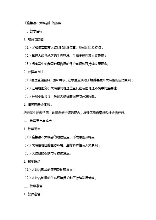 《雅鲁藏布大峡谷》的教案