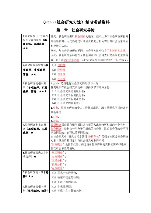 《社会研究方法》复习考试资料