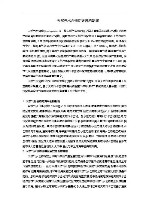 天然气水合物对环境的影响