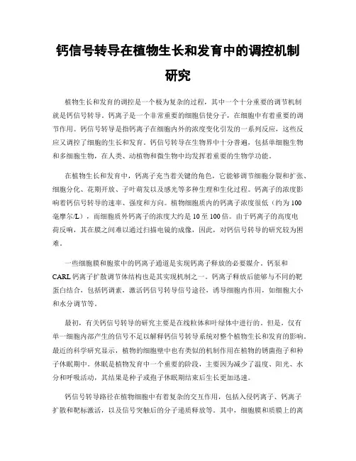 钙信号转导在植物生长和发育中的调控机制研究