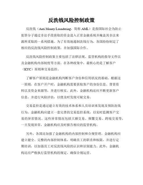 反洗钱风险控制政策