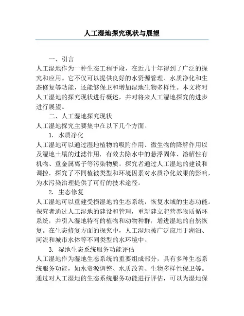 人工湿地研究现状与展望
