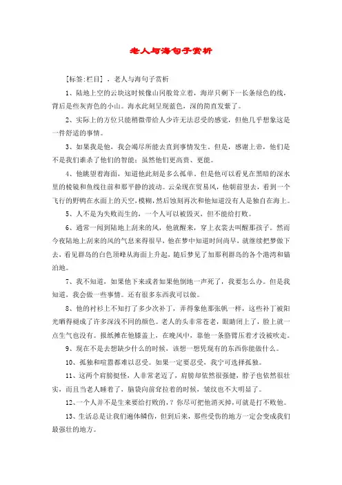 老人与海句子赏析