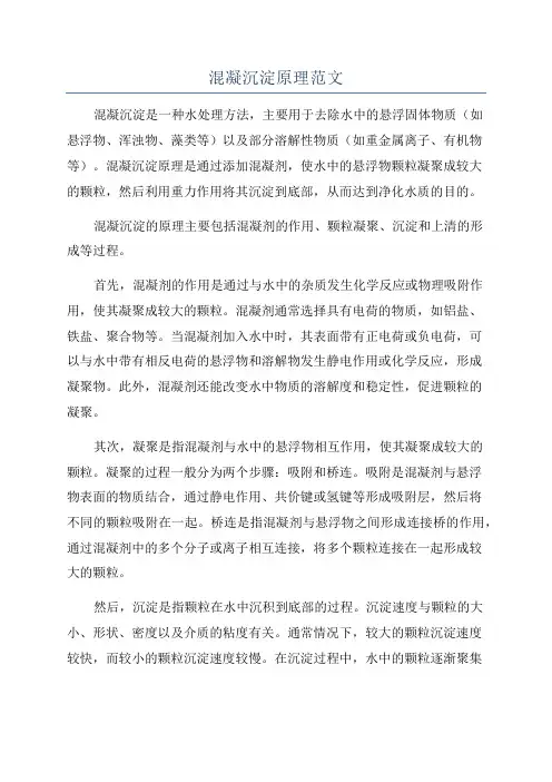 混凝沉淀原理范文