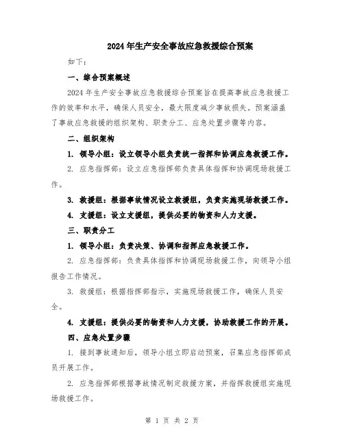2024年生产安全事故应急救援综合预案