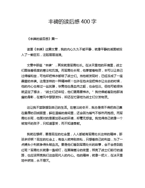 丰碑的读后感400字