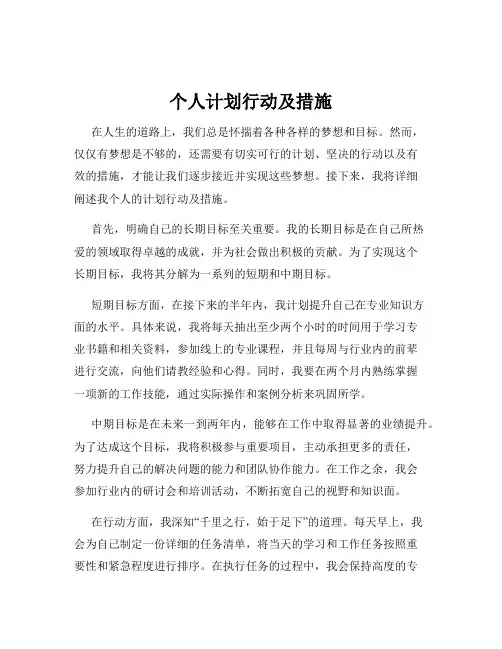 个人计划行动及措施