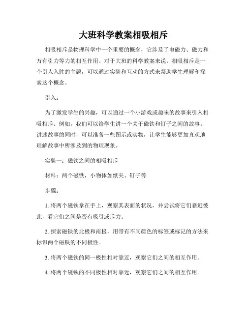 大班科学教案相吸相斥