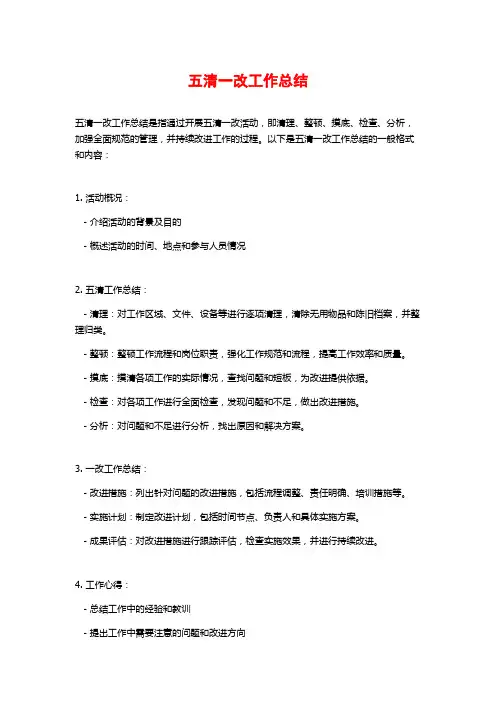 五清一改工作总结