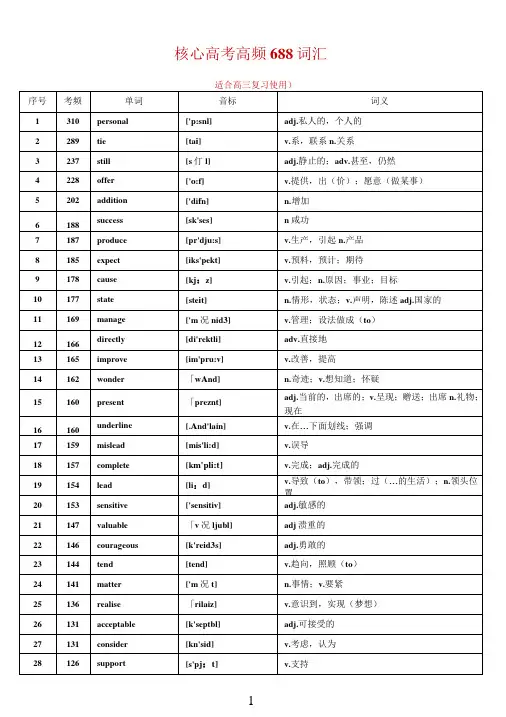 核心高考高频688词汇(高考高频词汇)