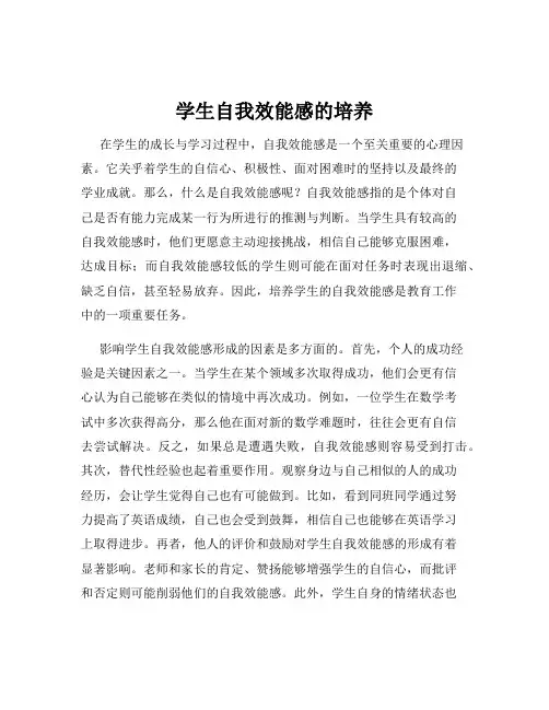 学生自我效能感的培养