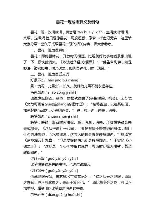 昙花一现成语释义及例句