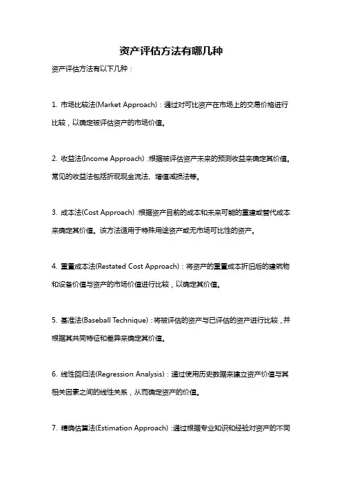 资产评估方法有哪几种