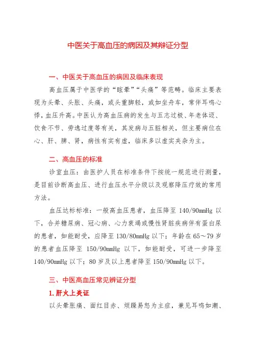 中医关于高血压的病因及其辩证分型