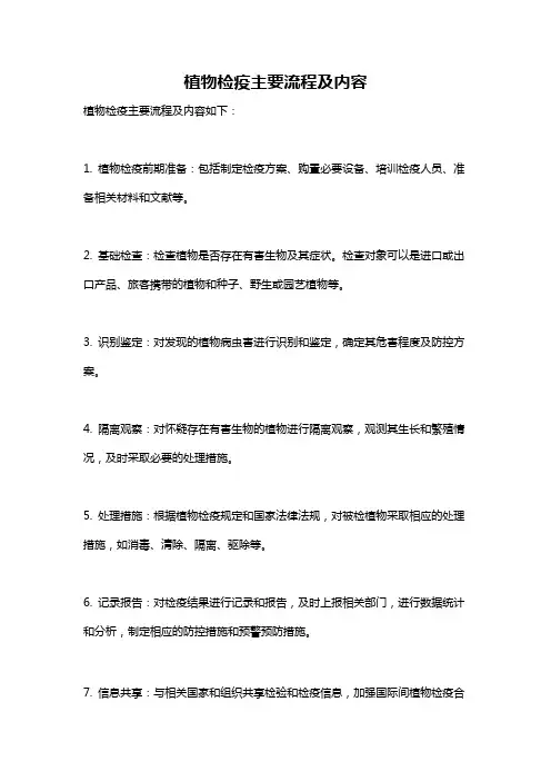 植物检疫主要流程及内容